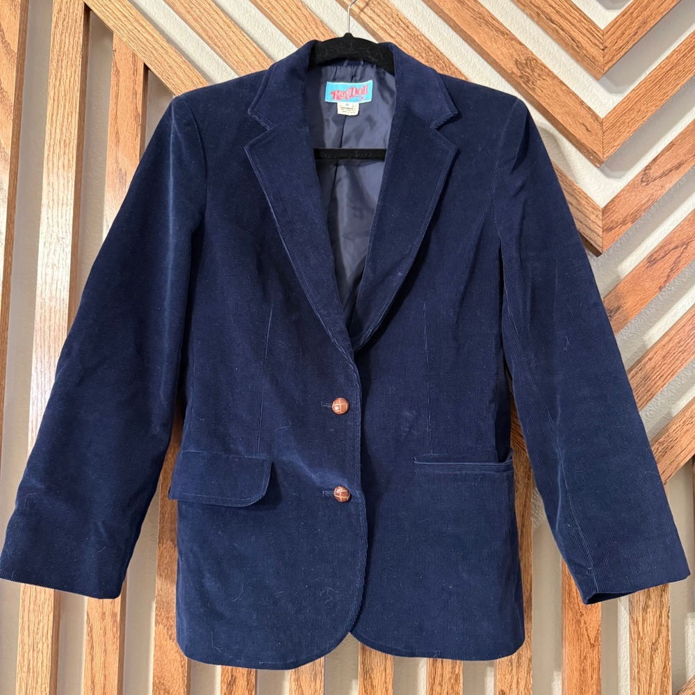 Preppy Academia Vintage Rag Doll Dillard's Navy Corduroy Blazer Size 9 Japan